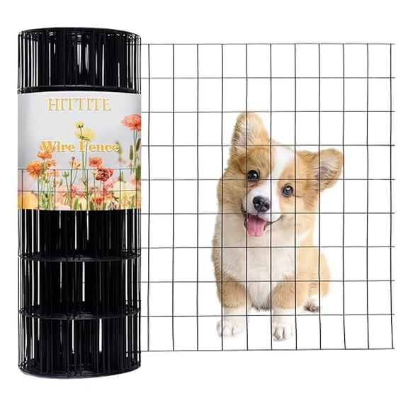 Black PVC Coated Welded Wire Fencing, 72in High x 50ft Long, 2 inch x 3 inch 16GA 2/3/4/5/6 Ft Tall Welded Wire Fence Rolls, Green Metal Garden Fence Wire Roll Garden Fencing for Yard