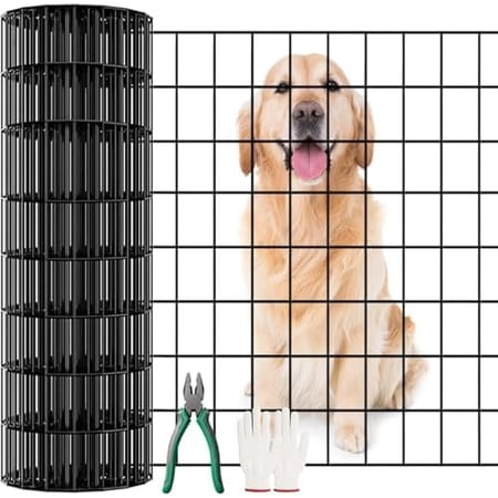 Black PVC Coated Welded Wire Mesh Fence 40inch x 99ft, 16-Gauge Galvanized Steel 2x3 Mesh, Durable and Rust-Resistant, Suitable for Dogs, Chicken Coops, and Garden Fencing$$Garden & Patio