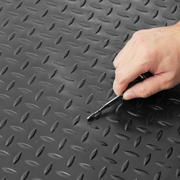 Black PVC Garage Floor Mats 2 Rolls 17 x 3.6 Feet, 2.5mm Thickness Garage Mat for Under Car, Heavy Duty Garage Flooring Protection