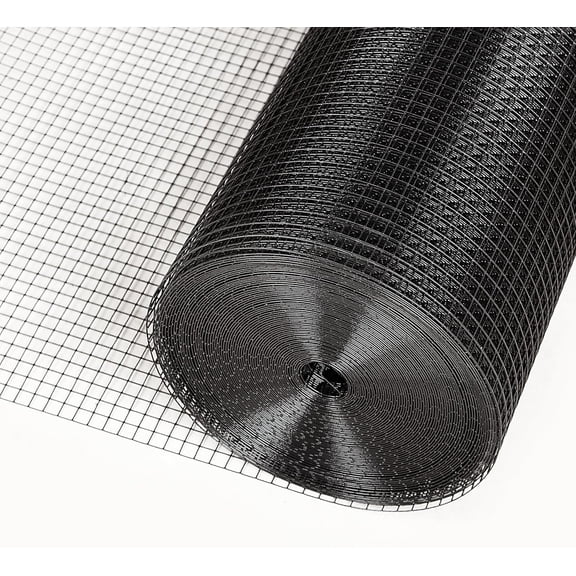 Black PVC Vinyl Coated Wire Mesh Hardware Cloth 1/2 in 36x100 19 Gauge, Welded Wire Fencing Chicken Wire Mesh Roll Cage Wire Netting Snake, Rabbit Wire