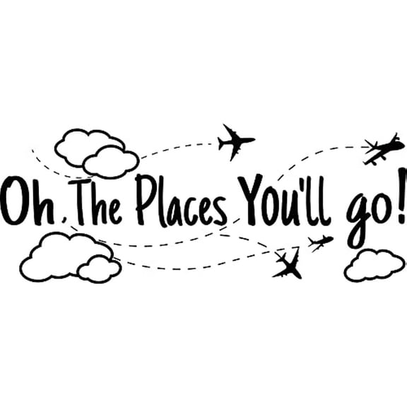 Black PVC Wall Stickers Oh The Places You Will Go Vinyl Wall Decor Inspirational Motivational Quotes Wall Decals Removeable Wall Decor for Home Bedroom Office Decoration
