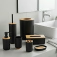 thumbnail image 1 of Black Padang Bathroom Accessory Set 7-Pieces Bamboo, 1 of 5