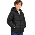 thumbnail image 1 of Black Padded Jacket for Boys Size 13-14 Years, Lightweight Warm School Day Layer for Boys, 1 of 7