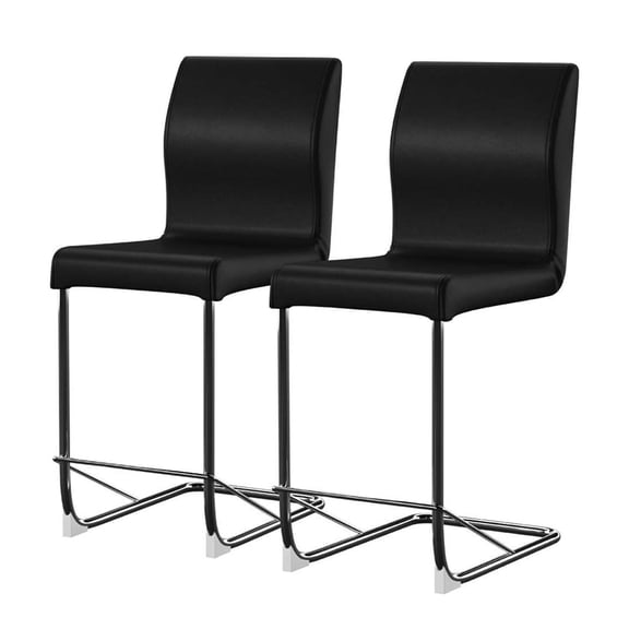 Black Padded Leatherette / Comfortable Counter Height Dining Chairs