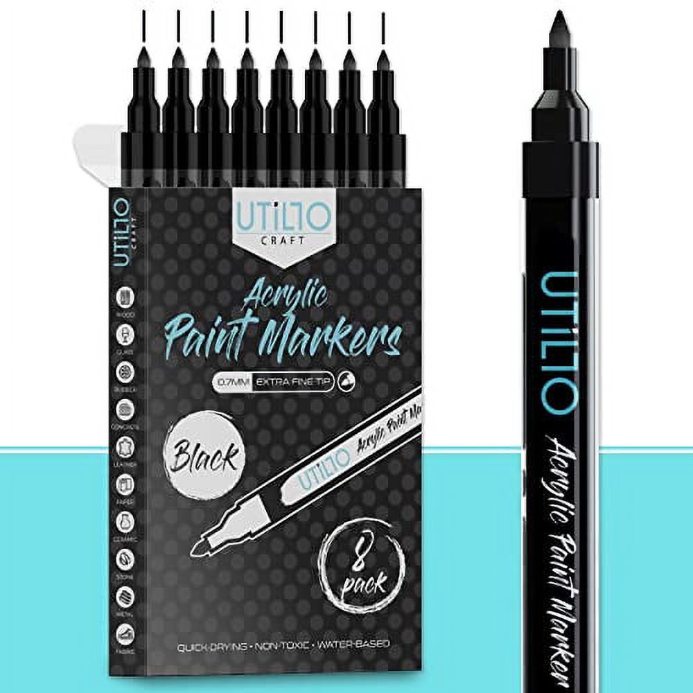 Black Paint Marker (8Pack) 0.7mm Fine Tip Made in Japan Bold