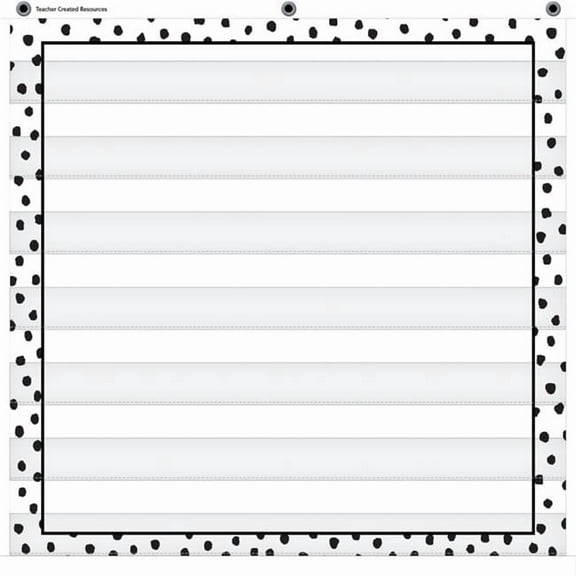 Black Painted Dots 7 Pocket Chart - White