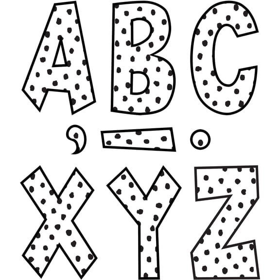 Teacher Created Resources Black Painted Dots on White 7" Fun Font Letters