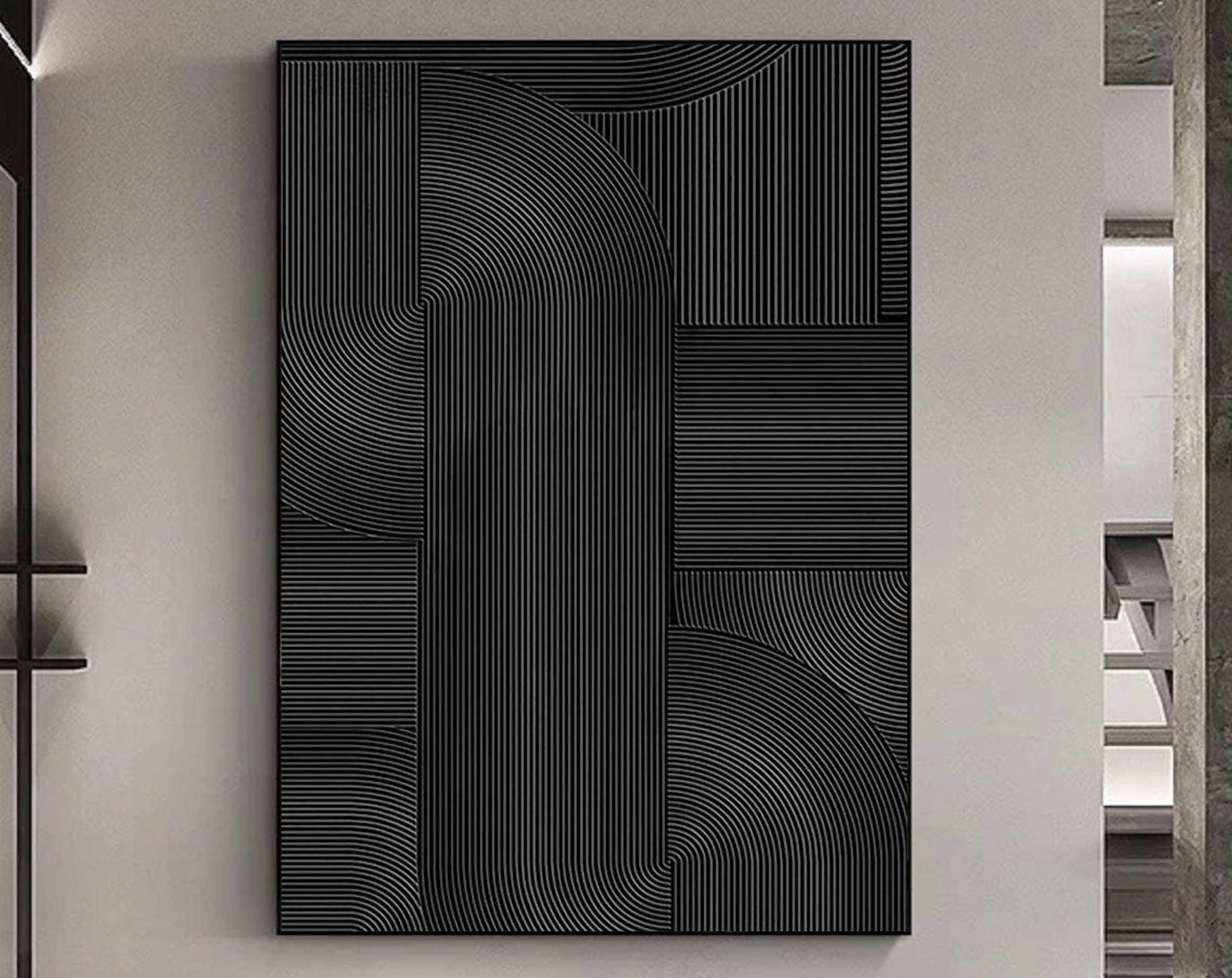 Photo inspiration: Visual Reference: Black Painting Overd Plaster Painting Contemporary Minimalist Painting