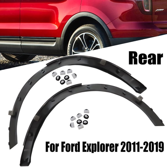 Black Pair Rear Fender Flares L&R Wheel Well Arch Moldings for Ford Explorer 2011-2015