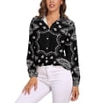 thumbnail image 1 of Black Paisley Bandana Pattern Long Sleeve Blouse Woman Streetwear Casual Shirts Summer Oversize Woman Streetwear Clothing Birthday Present, 1 of 7