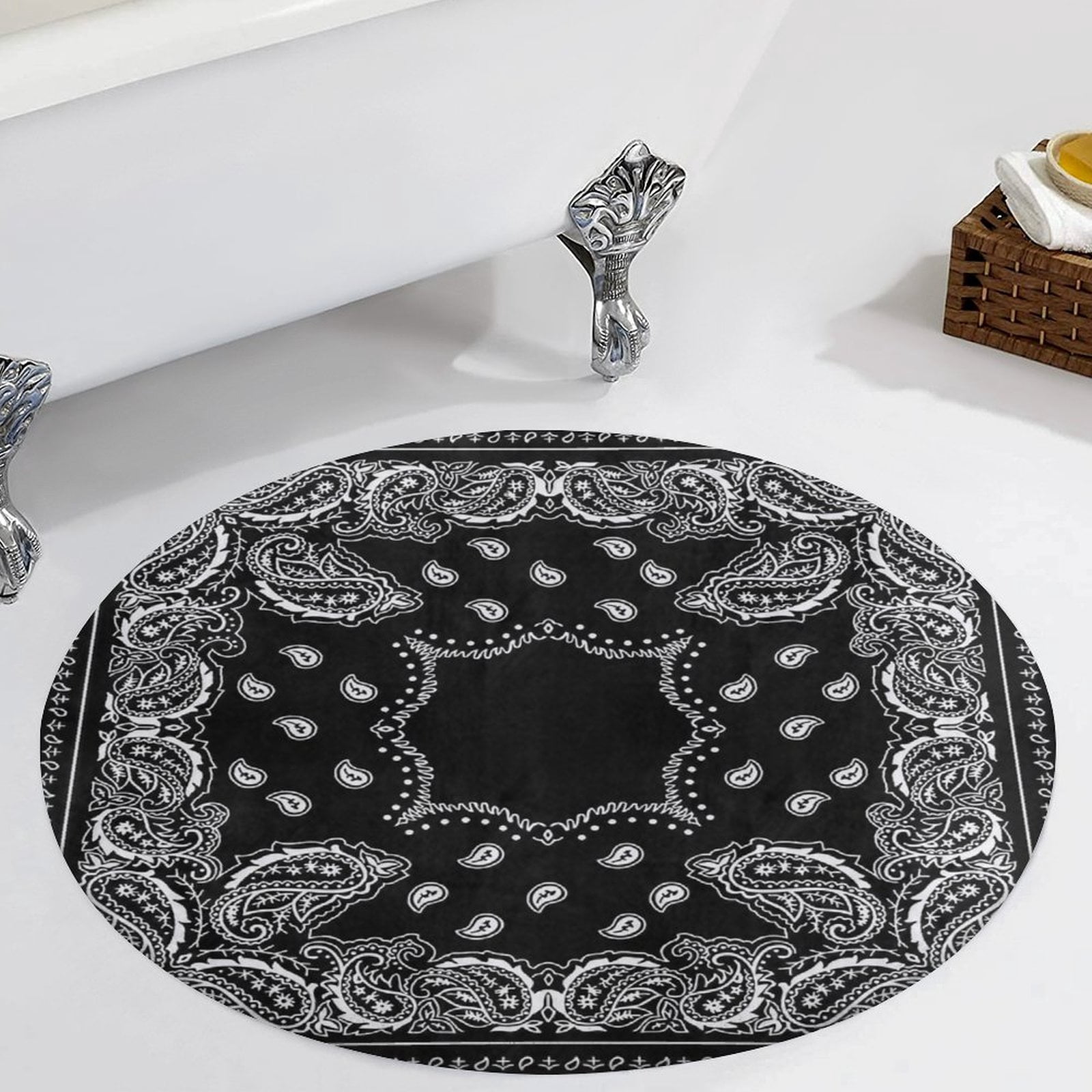 Kyne Stamp Circle Rug by ROOM Black