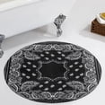 thumbnail image 1 of Black Paisley Bandana Pattern Round Carpet Circle Rug Outdoor Patio Area Rug Washable Large Area Rugs Hallway Room Decor Fitness Mats, 1 of 8
