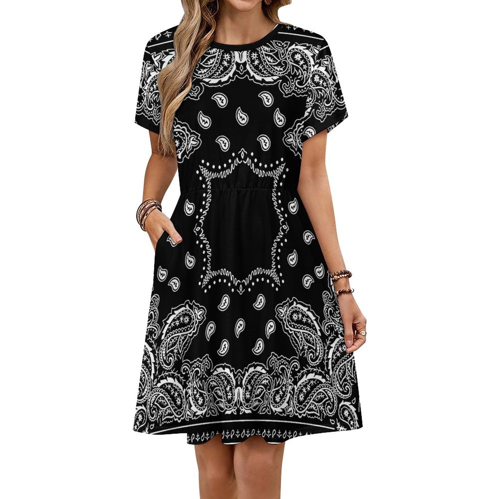 black bandana dress The Bandana Dress – Gunpowder and Glam Boutique main image 1