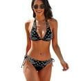 thumbnail image 1 of Black Paisley Bandana Pattern Women's Bikini V Neck Swimsuit Set 2 Piece Over Size Bathing Suit Side Triangle Bathing Suit, 1 of 9