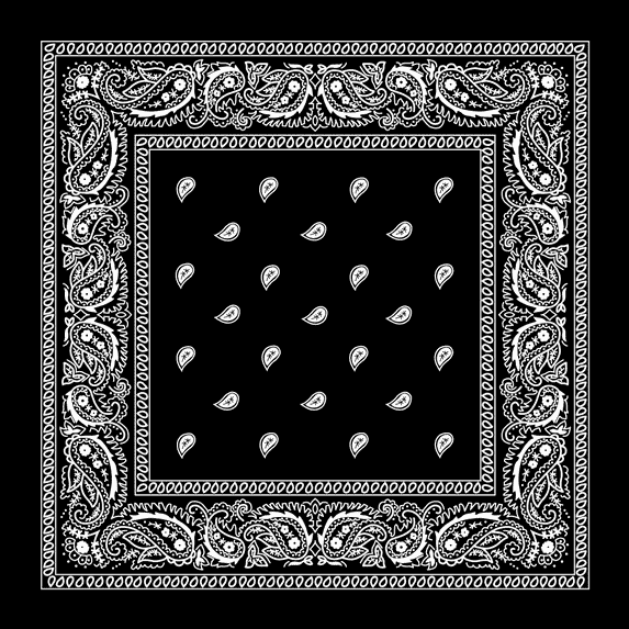 Black Paisley Bandana - Single Piece 22x22