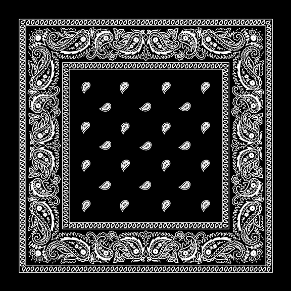 Black Paisley Bandanas - Dozen Packed 22x22