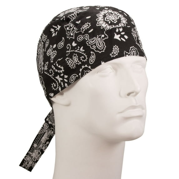 Black Paisley Doo Rag - Dozen Packed