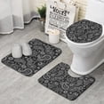 thumbnail image 1 of Black Paisley Pattern Bathroom Rugs Sets 3 Piece,Toilet Cover Set,Absorbent Non Slip Bathroom Mats Sets with U-Shaped Contour Rug Toilet Rug Set, 1 of 5