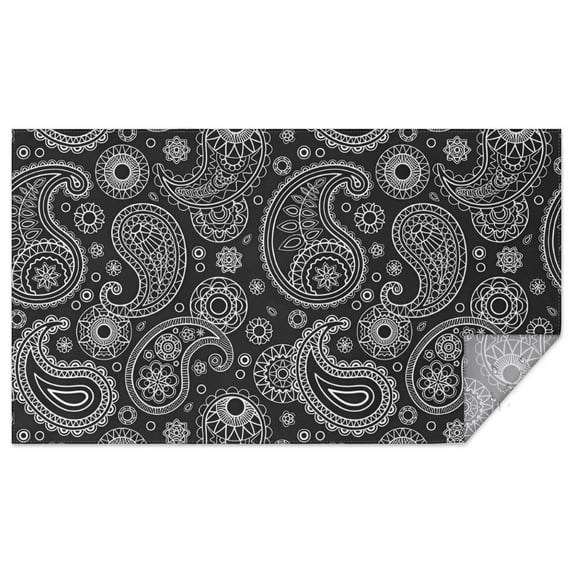 Black Paisley Pattern Rectangle Tablecloth 60"x102",Waterproof Polyester Rectangle Table Cloth, Wipeable Spillproof Polyester Tablecloth for Dining, Camping, Indoor and Outdoor