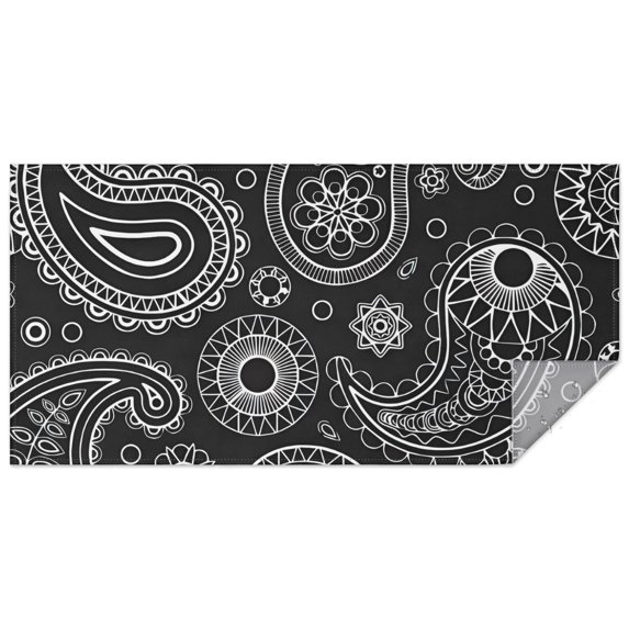 Black Paisley Pattern Rectangle Tablecloth 60"x120",Waterproof Polyester Rectangle Table Cloth, Wipeable Spillproof Polyester Tablecloth for Dining, Camping, Indoor and Outdoor