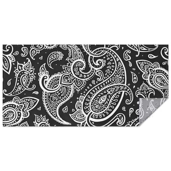 Black Paisley Pattern Rectangle Tablecloth 60"x120",Waterproof Polyester Rectangle Table Cloth, Wipeable Spillproof Polyester Tablecloth for Dining, Camping, Indoor and Outdoor