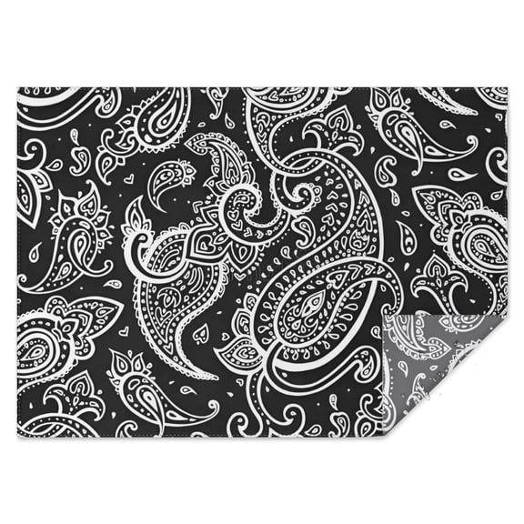 Black Paisley Pattern Rectangle Tablecloth 60"x84",Waterproof Polyester Rectangle Table Cloth, Wipeable Spillproof Polyester Tablecloth for Dining, Camping, Indoor and Outdoor