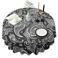 thumbnail image 1 of Black Paisley Pattern Round Tablecloth 60"x60",Wrinkle Wipeable Table Cloth for Kitchen Dining Room Picnic Patio Party, 1 of 6
