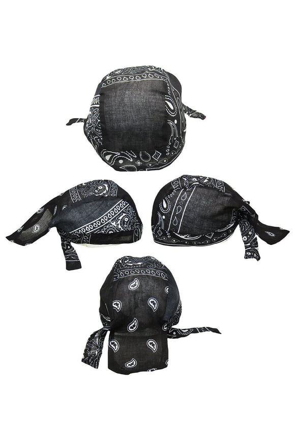 Black Paisley Printed Do Rag Doo Rag Skull Cap Head Wrap