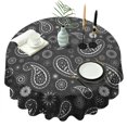 thumbnail image 1 of Black Paisley and Floral Pattern Round Tablecloth 60"x60",Wrinkle Wipeable Table Cloth for Kitchen Dining Room Picnic Patio Party, 1 of 6