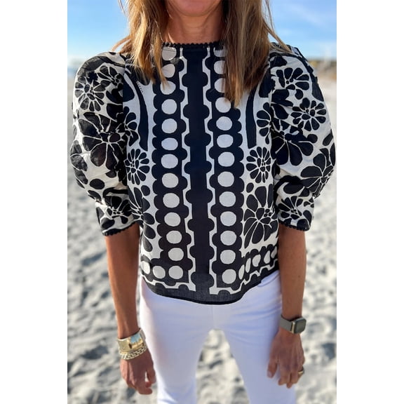 Black Palermo Puffed Sleeve Blouse
