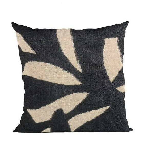 Black Palm Floral Luxury Throw Pillow - 20 x 26 in. Standard Size