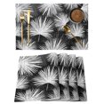 thumbnail image 1 of Black Palm Leaves Coastal Placemats Set of 12 Summer Tropical Botanical Boho Place Mats Indoor Wipeable Table Mats Washable Cloth Dining Table Placemats for Kitchen Holiday Party Decor 13x19 Inch, 1 of 9