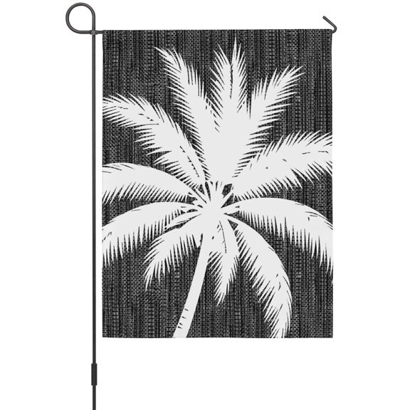 Black Palm Tree Garden Flags For Outdoor, Summer Country Vintage Tropical Coastal Tree Leaf Small Double Side Yard Flags Weather Proof Garden Decor for Lawn Outside Holiday 12 x 18 Inches
