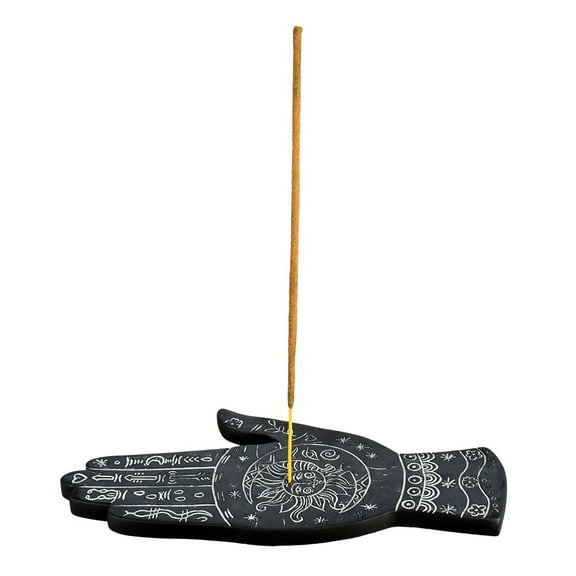 Black Palmistry Incense Burner - Polyresin / 3.4"x7.5"