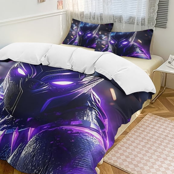 Black Panther 3 Piece Bedding Set Soft Comforter Theme Room Decor Bedclothes-1 Duvet Cover with 2 Pillowcases (90"x90")