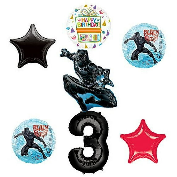 Black Panther 3rd Birthday Balloon Bouquet Decorations and Party Supplies