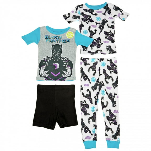 Black Panther 838760-size4 Black Panther Youth Glow in the Dark Shirt & Pants Set - Size 4 - 4 Piece