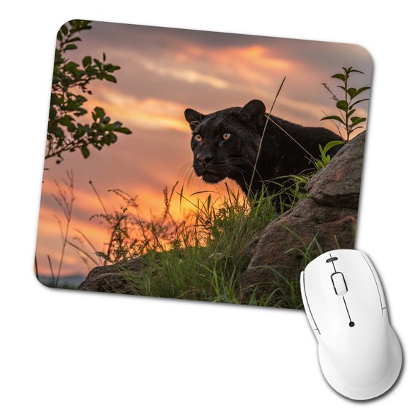 Black Panther At Sunset Mouse Pad Low Profile Gaming Mat