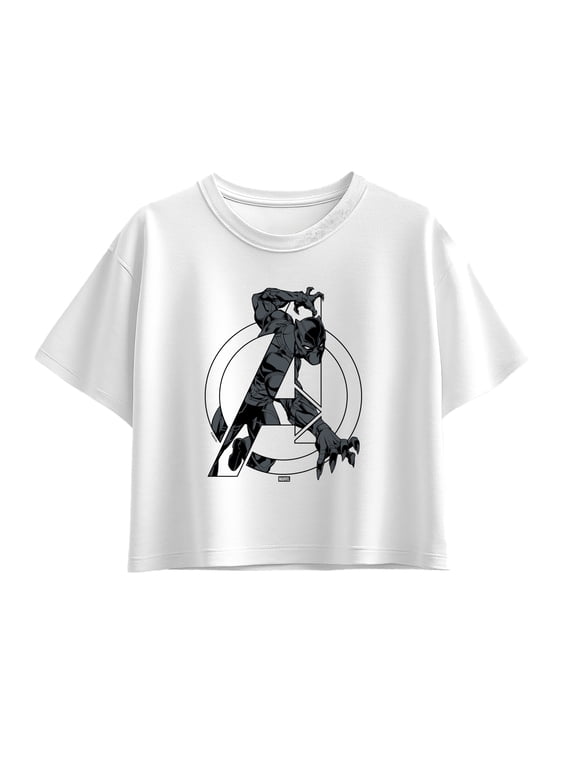 - Avengers Logo Girls' Short Sleeve Boxy Graphic T-Shirt