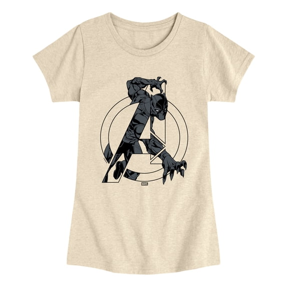 Black Panther - Avengers Logo Girls' Fitted Short Sleeve Graphic T-Shirt