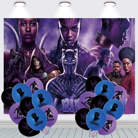 Black Panther Backdrop Banner Balloons Party Decorations Supplies Taspestry Wall Decor Background Poster