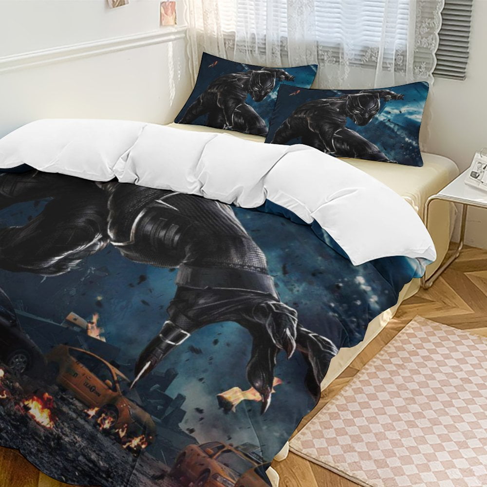 Black Panther Bedding Comforter Sets, 3Piece Bedding Set Soft Warm Bed