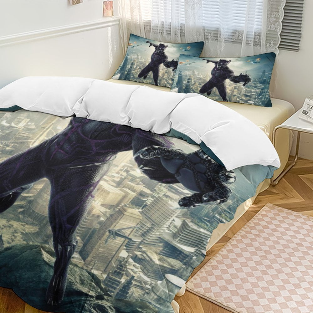 Black Panther Bedding Comforter Sets, 3Piece Bedding Set Soft Warm Bed
