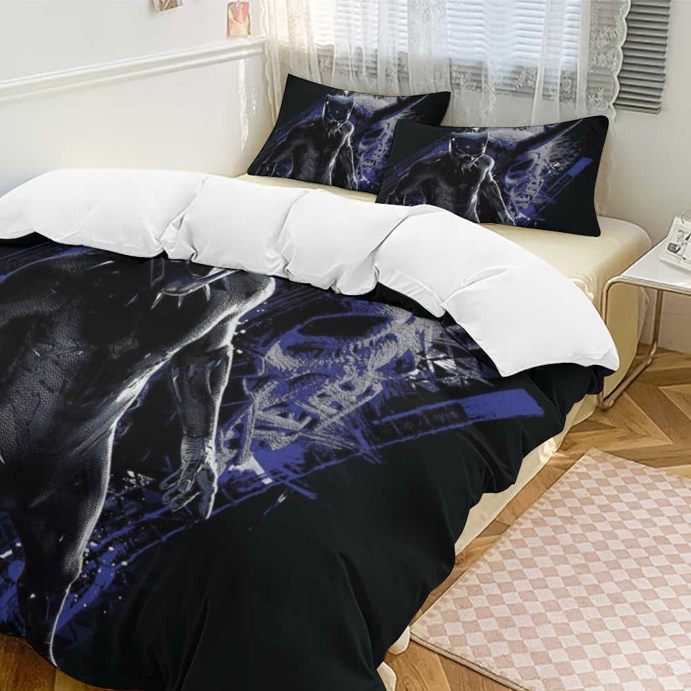 Black Panther Bedding Comforter Sets 3 Piece Bedding Set Soft Warm Bed Set with 1 Duvet Cover And 2 Pillowcases for Bedroom All Season