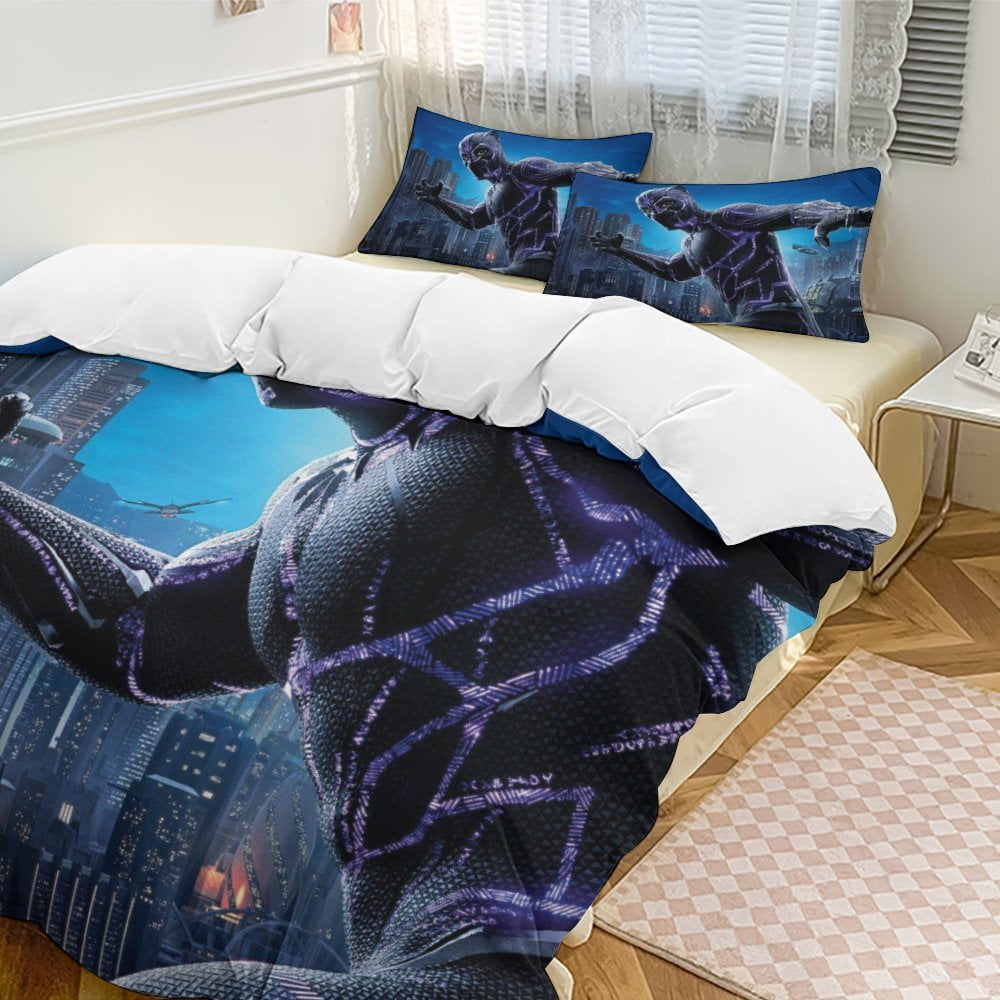 Black Panther Bedding Comforter Sets, 3Piece Bedding Set Soft Warm Bed