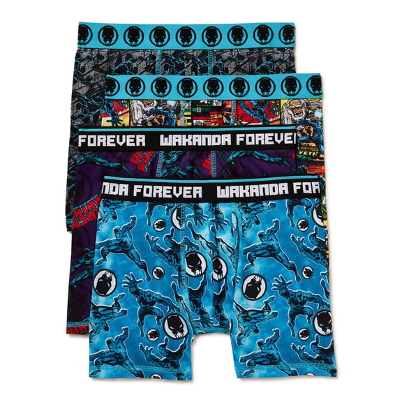 Black Panther Boys Boxer Briefs Underwear, 4-Pack, Sizes 4-10