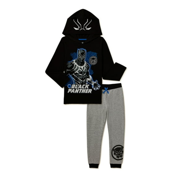 Black Panther Boys Hoodie and Joggers Cosplay Outfit Set, 2 Piece, Sizes 4-10