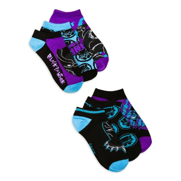 Black Panther Boys Socks, 6-Pack, No Show Style, Sizes S-L