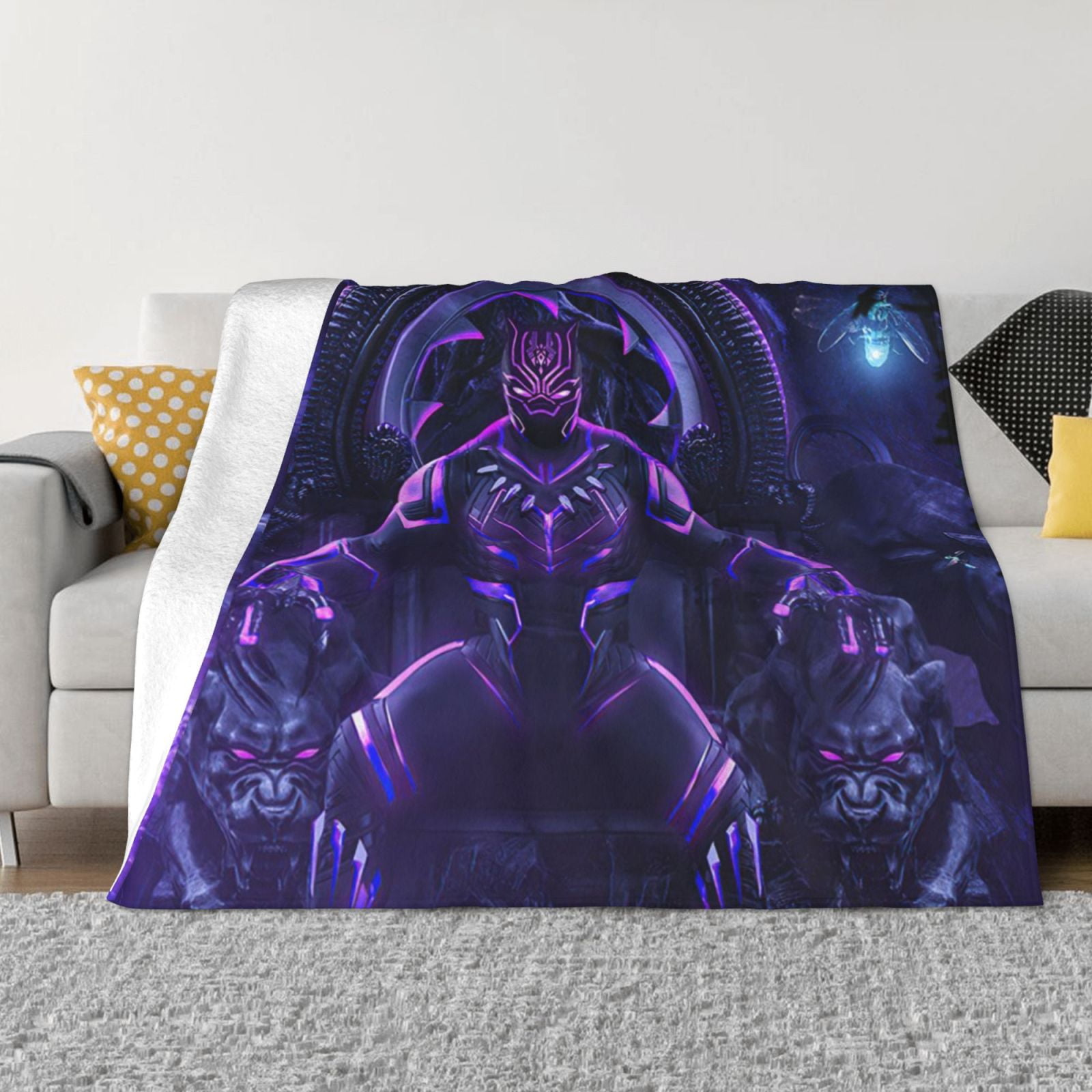 Black Panther Fleece Throw Blanket For Couch Or Bed Plush Cozy Fuzzy Blanket 50"X40", Super