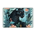 Black Panther Floral Illustration Area Rug Throw Rug, Indoor Door Mat